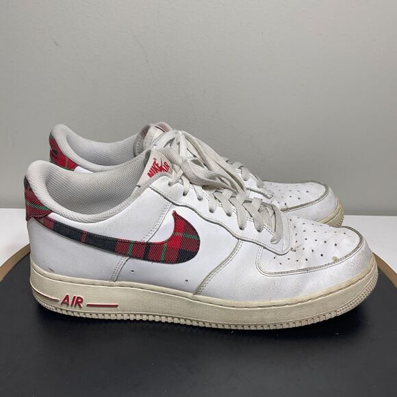 Nike Air Force‎ 1 '07 LV8 Low Plaid Tartan White Red Green DV0789-100 sz 11 Men - Picture 1 of 15